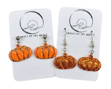 Load image into Gallery viewer, Sunset by the Waves - Handmade Polymer Clay Ghost or Pumpkin Dangle Earrings
