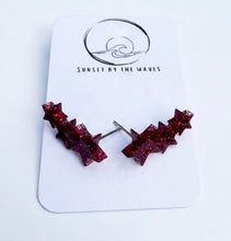 Load image into Gallery viewer, Sunset by the Waves - Handmade Resin Trio of Stars Stud Earrings

