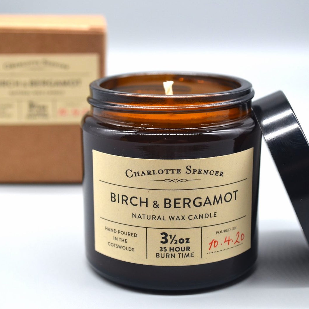 Charlotte Spencer Birch & Bergamot 3.5 oz Natural Wax Candle